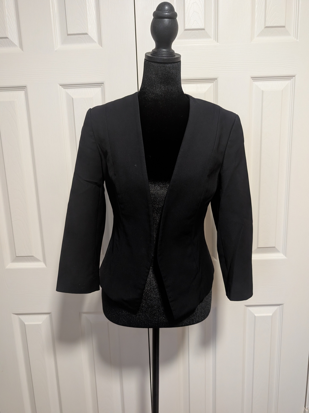 Express Black Open-Front Collarless Blazer